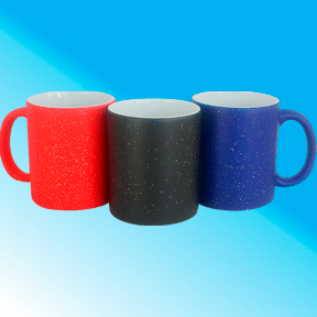 Taza mágica 11oz. Rojo, azul, negro con glitter