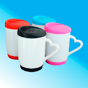 Taza Asa Corazón y tapa, varios colores